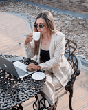 Ref.107: Suit - Blazer y Pantalón Ancho con Prenses- Vainilla