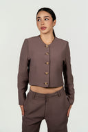 Ref.111:Suit - Blazer Corto Elegante y Pantalón Bota Recta – Taupe