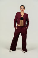 Ref.111: Suit - Blazer Corto Elegante y Pantalón Bota Recta – Vinotinto