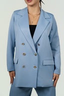 Ref.112: Suit - Blazer Elegante Cruzado y Pantalón Recto- Azul Bebé