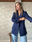 Ref. 067: Blazer elegante semiceñido – azul oscuro