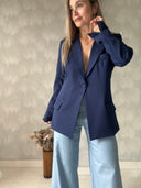 Ref. 067: Blazer elegante semiceñido – azul oscuro