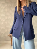 Ref. 067: Blazer elegante semiceñido – azul oscuro