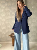 Ref. 067: Blazer elegante semiceñido – azul oscuro