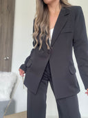 Ref. 067-1: Suit formal pantalón y blazer semiceñido – negro