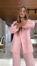 Ref.077: Suit - Blazer semioversize y pantalón clásico semicampana – palo de rosa