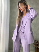 Ref. 067: Set pantalón, chaleco y blazer semiceñido – lila nude