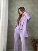 Ref. 067: Set pantalón, chaleco y blazer semiceñido – lila nude