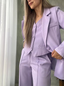 Ref. 067: Set pantalón, chaleco y blazer semiceñido – lila nude