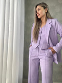 Ref. 067: Set pantalón, chaleco y blazer semiceñido – lila nude