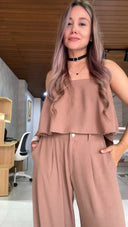 Ref. 082: Pantalón Palazo con Blusa OBSEQUIO – Beige Taupe