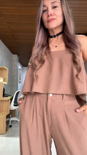 Ref. 082: Pantalón Palazo con Blusa OBSEQUIO – Beige Taupe