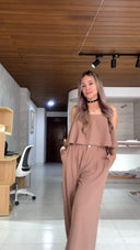 Ref. 082: Pantalón Palazo con Blusa OBSEQUIO – Beige Taupe