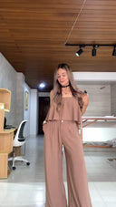 Ref. 082: Pantalón Palazo con Blusa OBSEQUIO – Beige Taupe