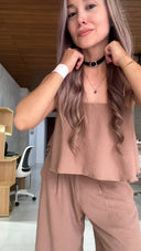Ref. 082: Pantalón Palazo con Blusa OBSEQUIO – Beige Taupe