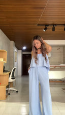 Ref. 082: Pantalón Palazo con Blusa OBSEQUIO – Azul cielo