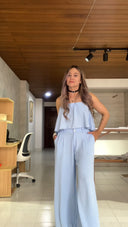 Ref. 082: Pantalón Palazo con Blusa OBSEQUIO – Azul cielo