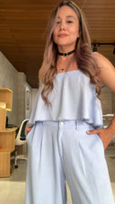Ref. 082: Pantalón Palazo con Blusa OBSEQUIO – Azul cielo