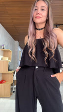 Ref. 082: Pantalón Palazo con Blusa OBSEQUIO – Negro