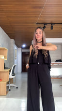 Ref. 082: Pantalón Palazo con Blusa OBSEQUIO – Negro