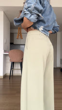 Ref. 085-3: Pantalón clásico recto sin prenses – Verde agua