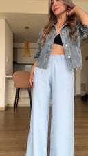 Ref. 085-3: Pantalón clásico recto sin prenses – Azul bebé