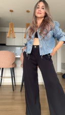 Ref. 085-3: Pantalón clásico recto sin prenses – negro