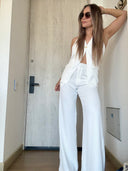 Ref. 089: Set - Blusa Chaleco y Pantalón clásico- Blanco