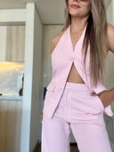 Ref. 089: Set - Blusa Chaleco y Pantalón clásico- Rosado Bebé