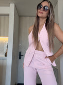 Ref. 089: Set - Blusa Chaleco y Pantalón clásico- Rosado Bebé