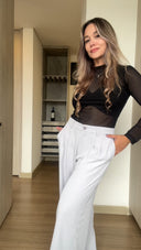 Ref. 087-2 Pantalón con prenses - Gris perla