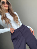 Ref.099-2:Pantalón clásico recto - Azul oscuro