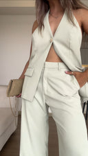 Ref. 089: Set - Blusa Chaleco y Pantalón clásico- Verde Manzana