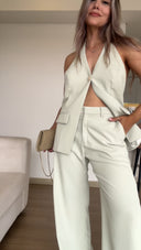 Ref. 089: Set - Blusa Chaleco y Pantalón clásico- Verde Manzana