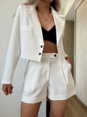 Ref. 102 Suit - Blazer corto y Short línea A – Hueso