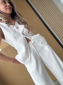 Ref.105: Set - Blusa Chaleco y Pantalón suelto sin prenses- Hueso