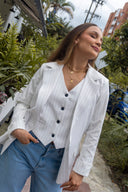Ref.093-2:Blazer clásico-Blanco con Rayas