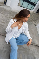 Ref.093-2:Blazer clásico-Blanco con Rayas